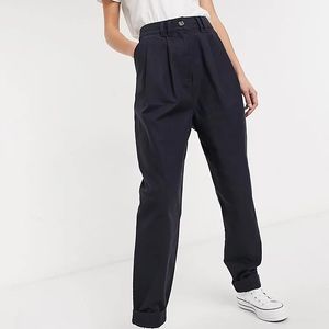 Asos ovoid pleat front peg pants in navy